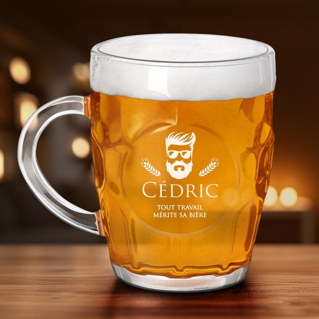 Chope à bière BUBBLE avec gravure pour collègue de travail
