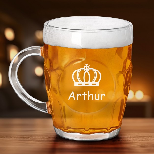Chope à bière BUBBLE avec gravure pour homme avec couronne
