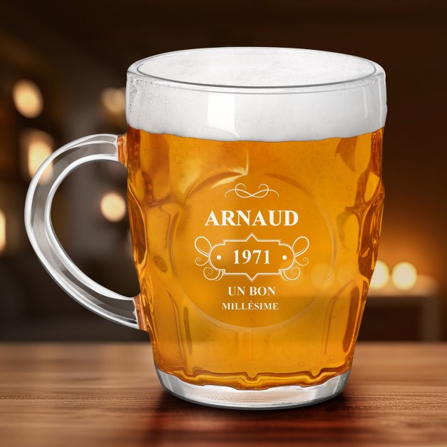Chope à bière BUBBLE avec gravure pour l'anniversaire d'un homme