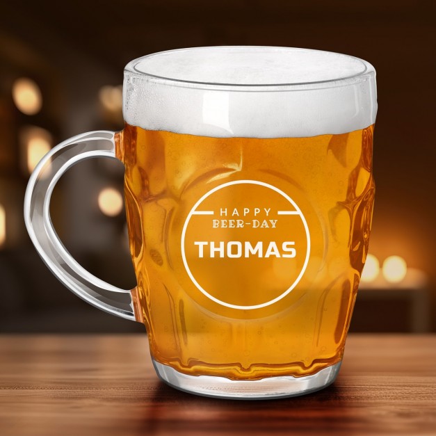 Chope à bière BUBBLE avec gravure pour anniversaire