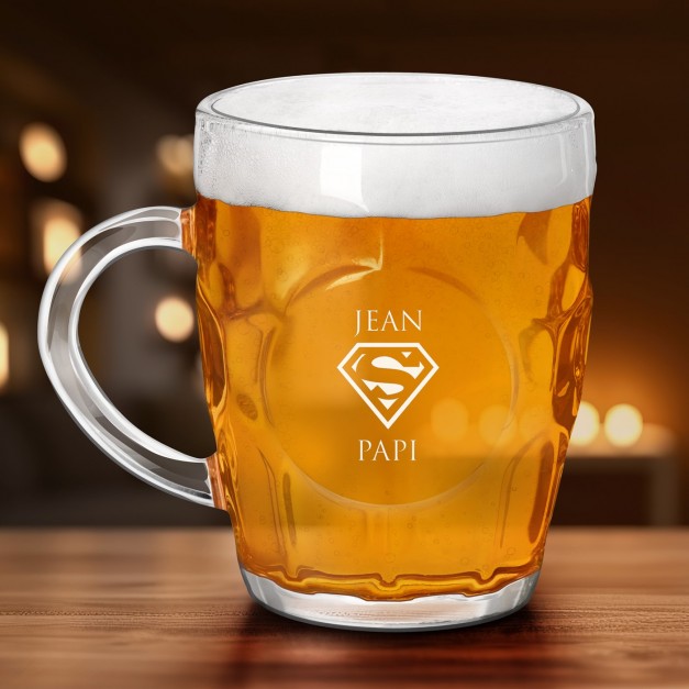 Chope à bière BUBBLE avec gravure pour papi