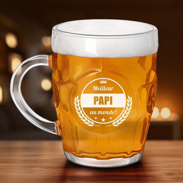 Chope à bière BUBBLE avec gravure pour grand-père