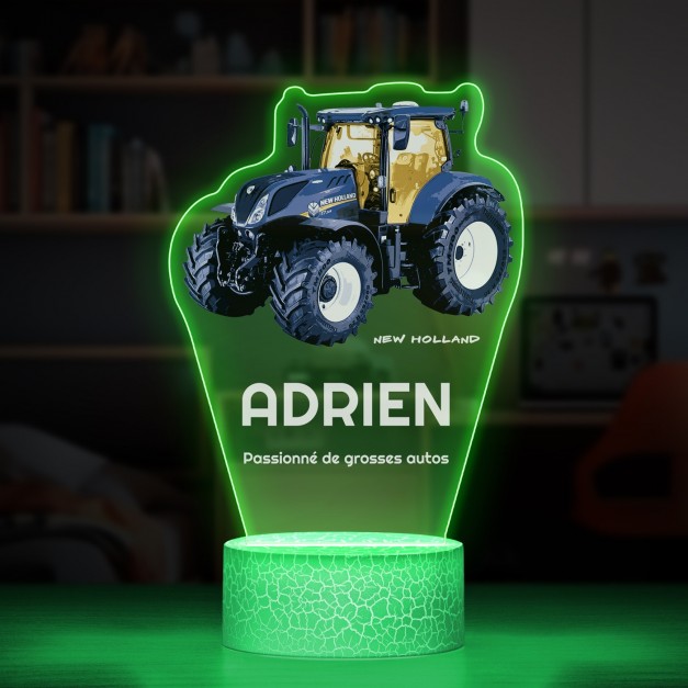 Lampe LED 3D avec impression tracteur avec prénom 