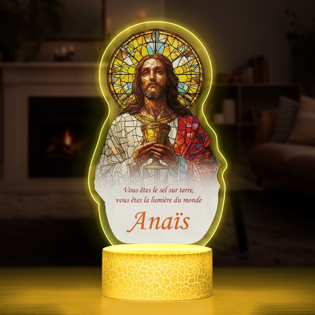 Lampe LED 3D avec impression Jésus  
