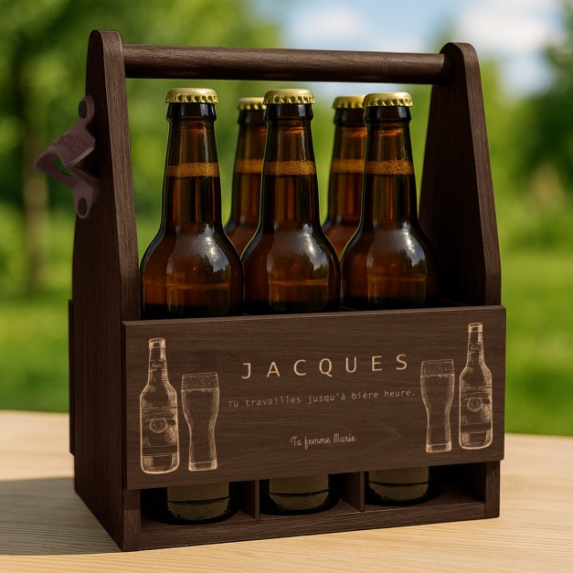 Porte-bière en bois avec gravure pour mari