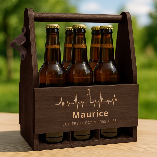 Porte-bière en bois avec gravure pour fiancé