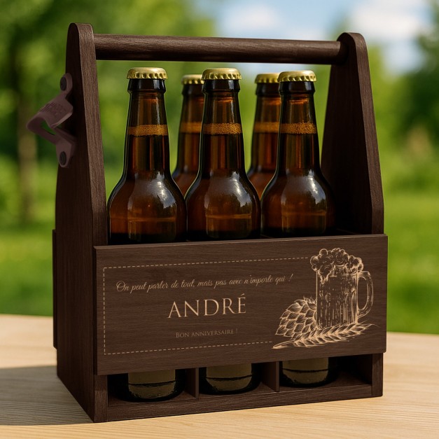 Porte-bière en bois avec gravure pour ami