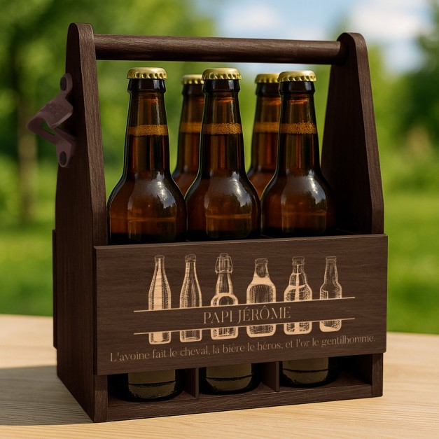 Porte-bière en bois avec gravure pour grand-père
