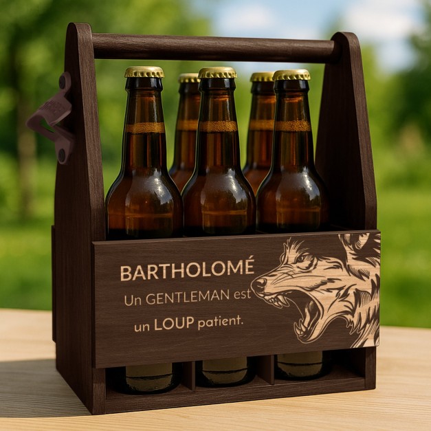 Porte-bière en bois avec gravure pour beau-frère