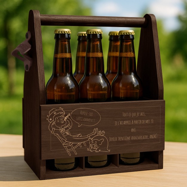Porte-bière en bois avec gravure pour frère pour ses 30 ans