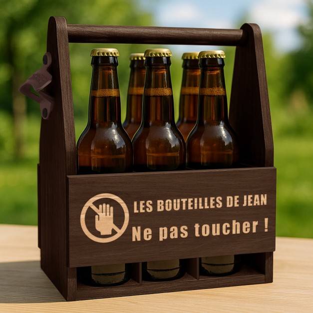 Porte-bière en bois avec gravure pour papy