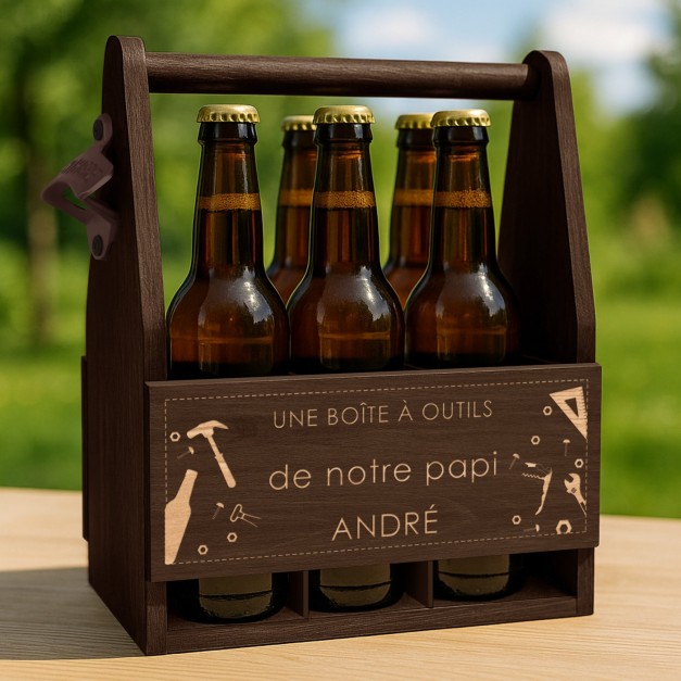 Porte-bière en bois avec gravure pour papa