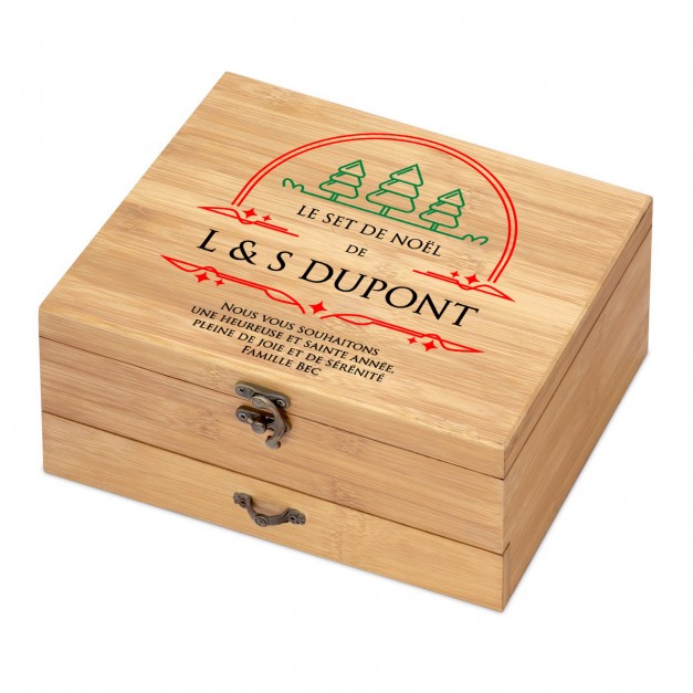 Ensemble d'accessoires pour vin avec coffret en bois de bambou personnalisé pour des amis pour Noël