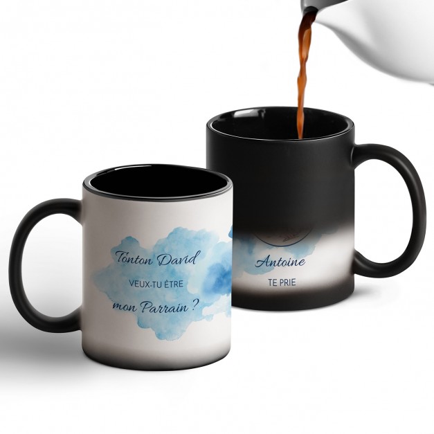Tasse magique avec impression magique noir et blanc pour lui parrain