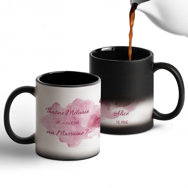 Tasse magique avec impression magique noir et blanc pour elle marraine