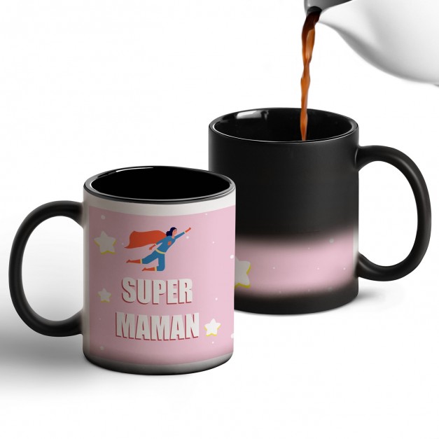 Tasse magique avec impression magique noir et blanc pour mère fête des Mères