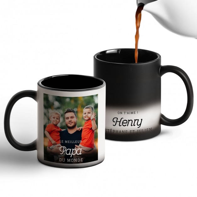 Tasse magique avec impression magique noir et blanc pour père fête des Pères