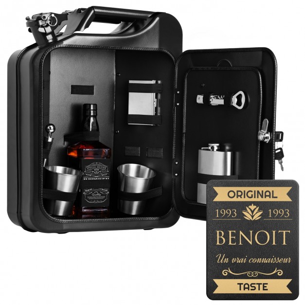 Jerrycan Mini Bar avec accessoires et gravure pour un vrai connaisseur