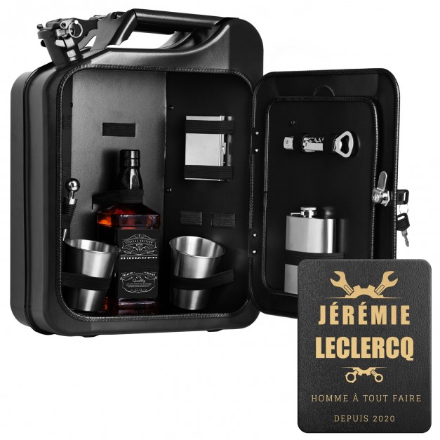 Jerrycan Mini Bar avec accessoires et gravure pour mécanicien