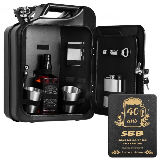 Jerrycan Mini Bar avec accessoires et gravure pour homme ami copain