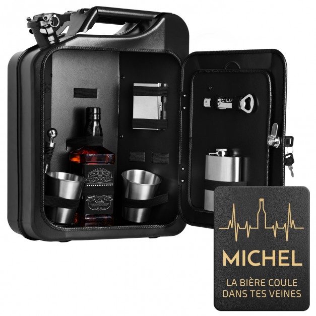 Jerrycan Mini Bar avec accessoires et gravure pour oncle - amateur de bière