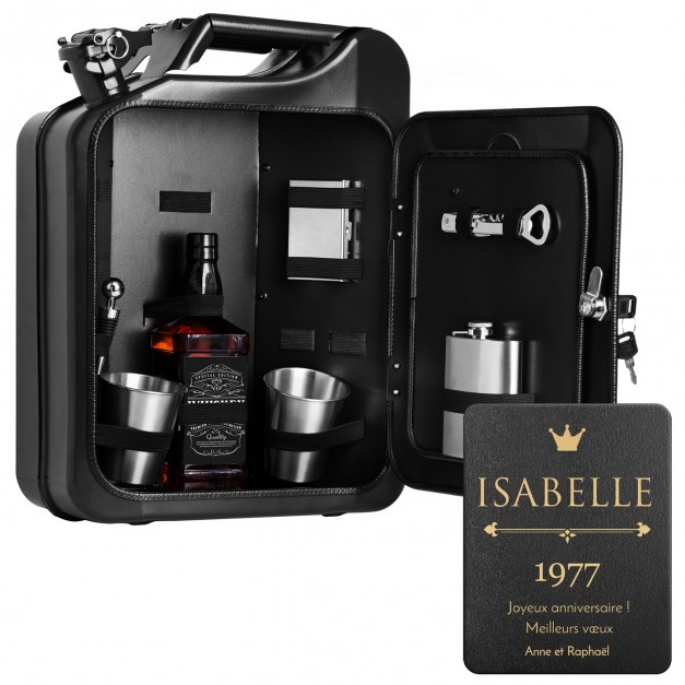 Jerrycan Mini Bar avec accessoires et gravure pour amie pour anniversaire