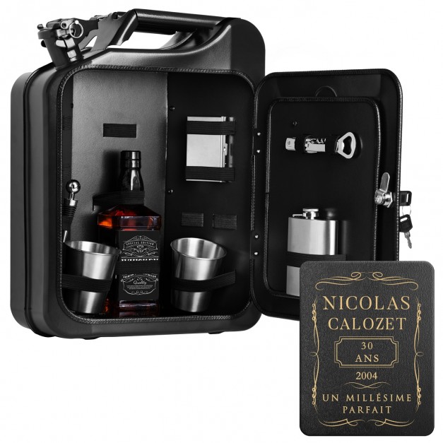 Jerrycan Mini Bar avec accessoires et gravure pour connaisseur de whisky