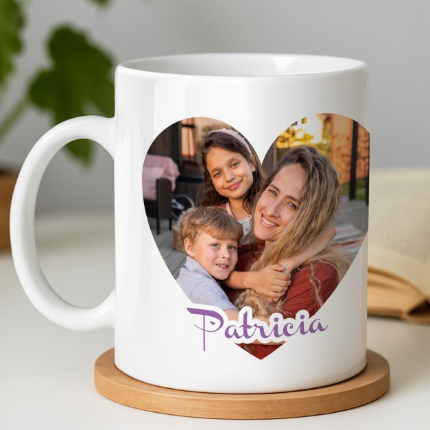 Mug blanc en céramique avec photo pour mère anniversaire