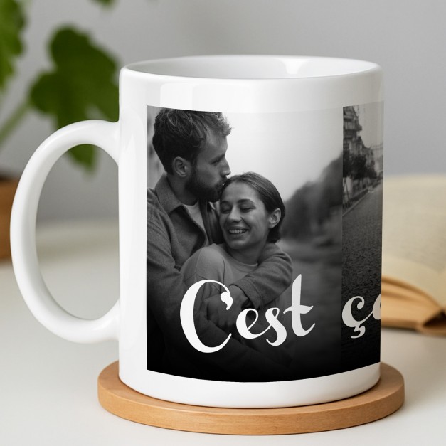 Mug blanc en céramique avec photo pour femme mari anniversaire