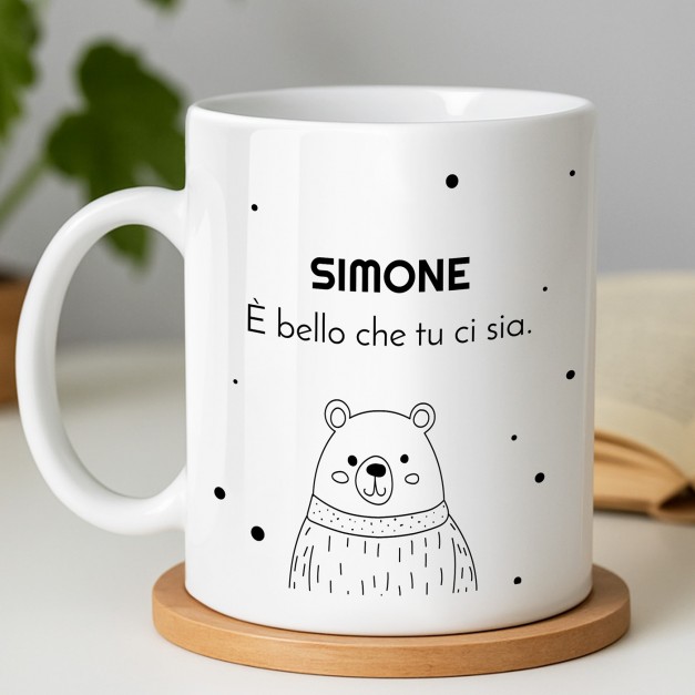 Mug blanc en céramique avec impression pour homme ourson anniversaire