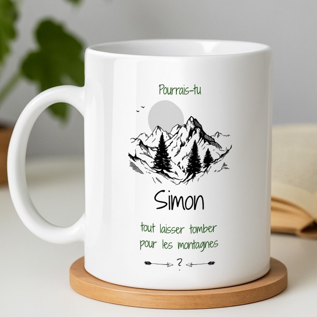 Mug blanc en céramique avec impression pour copain mari amateur de montagnes