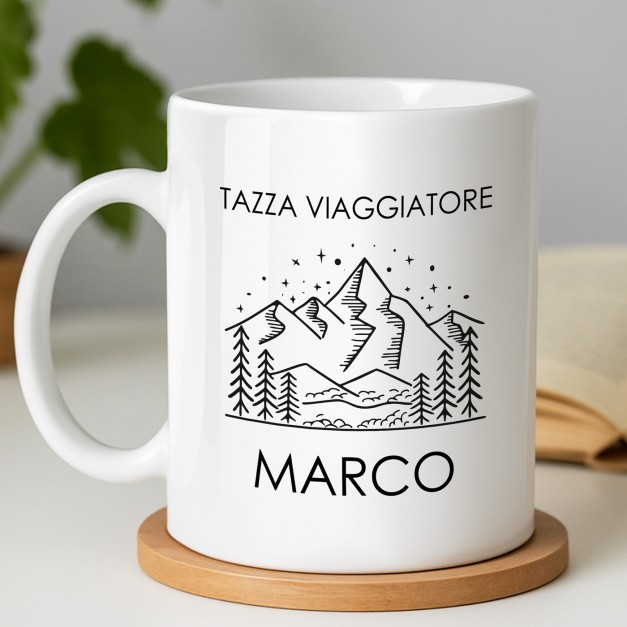 Mug blanc en céramique avec impression pour homme aventurier