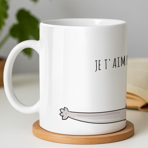 Mug blanc en céramique avec impression pour femme fan de chat