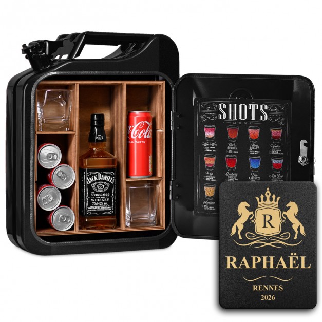 Jerrycan Minibar avec gravure pour gentleman pour anniversaire