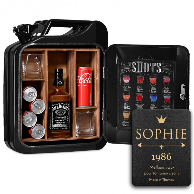 Jerrycan Minibar avec gravure pour amie pour anniversaire