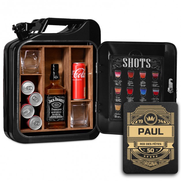 Jerrycan Minibar avec gravure pour fêtard pour ses 50 ans
