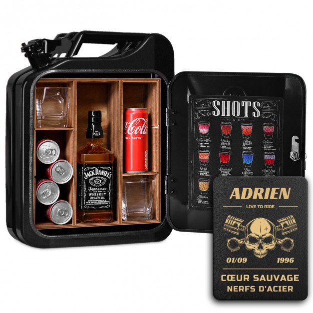 Jerrycan Minibar avec gravure pour fan de moto