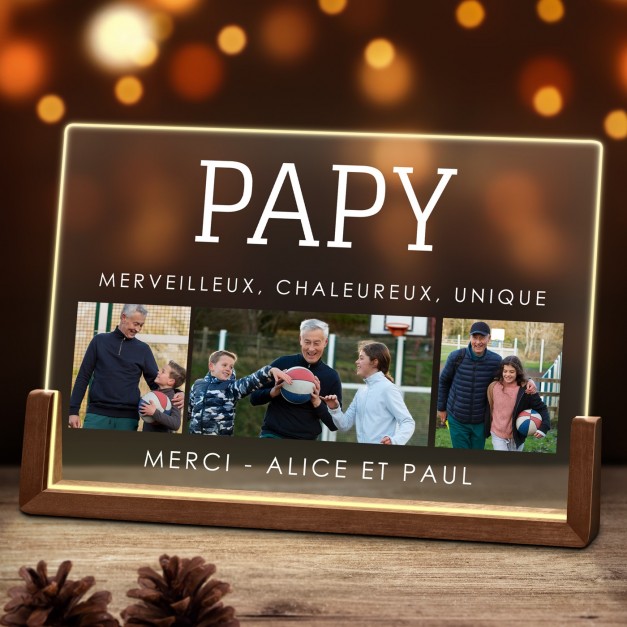 Lampe LED horizontale personnalisée avec photo pour papy