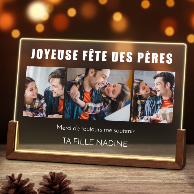 Lampe LED horizontale personnalisée avec photo pour la fête des pères