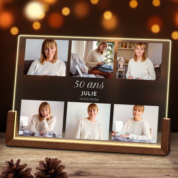 Lampe LED horizontale personnalisée avec photo pour femme pour anniversaire