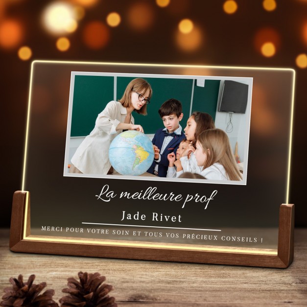 Lampe LED horizontale personnalisée avec photo pour prof