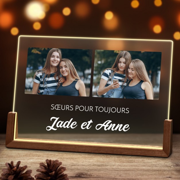 Lampe LED horizontale personnalisée avec photo pour une sœur