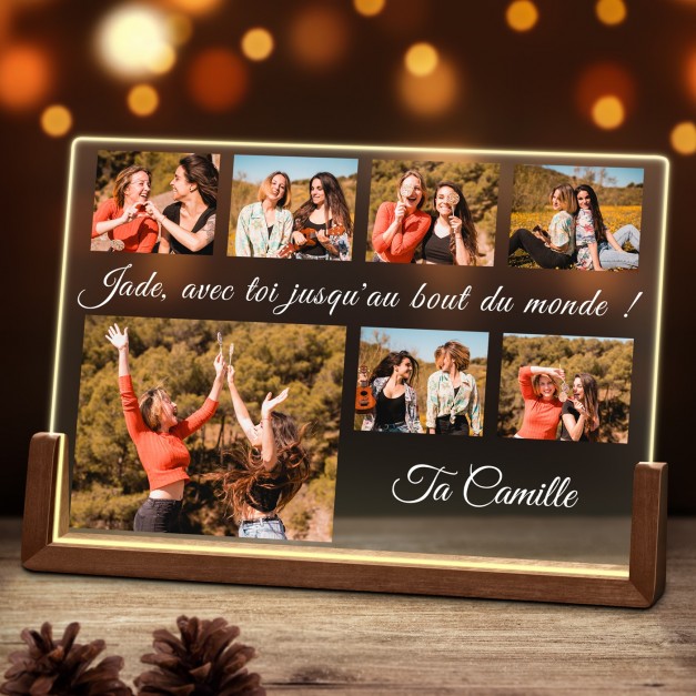 Lampe LED horizontale personnalisée avec photo pour une amie