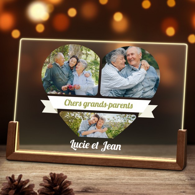 Lampe LED horizontale personnalisée avec photo pour grands-parents