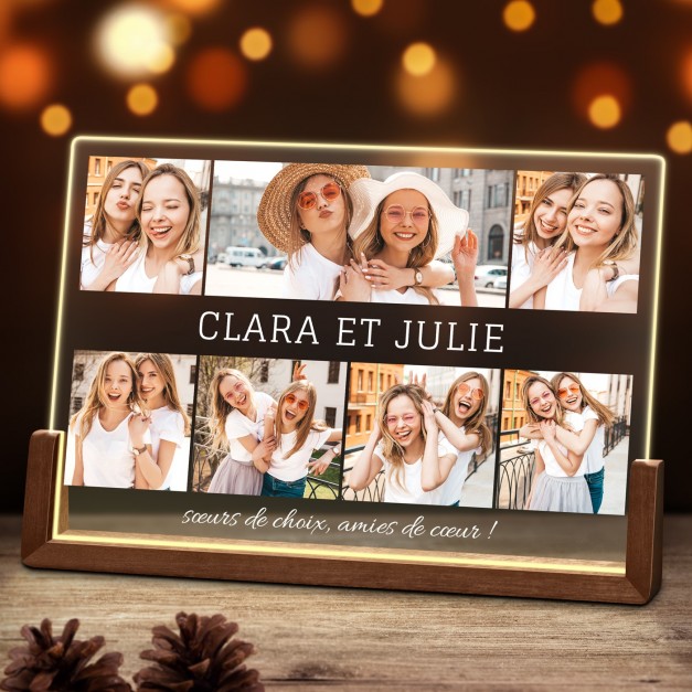Lampe LED horizontale personnalisée avec photo pour amies
