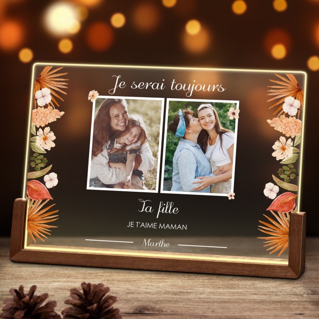 Lampe LED horizontale personnalisée avec photo pour la fête des mères
