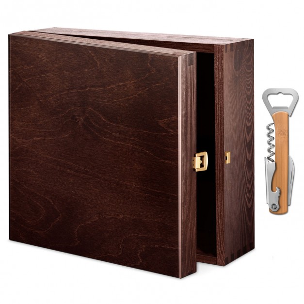 Boîte en bois exclusive pour une carafe et 4 verres ou pour 6 verres + accessoire GRATUIT