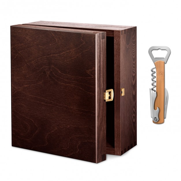 Boîte en bois exclusive pour 2 verres à vin + accessoire GRATUIT