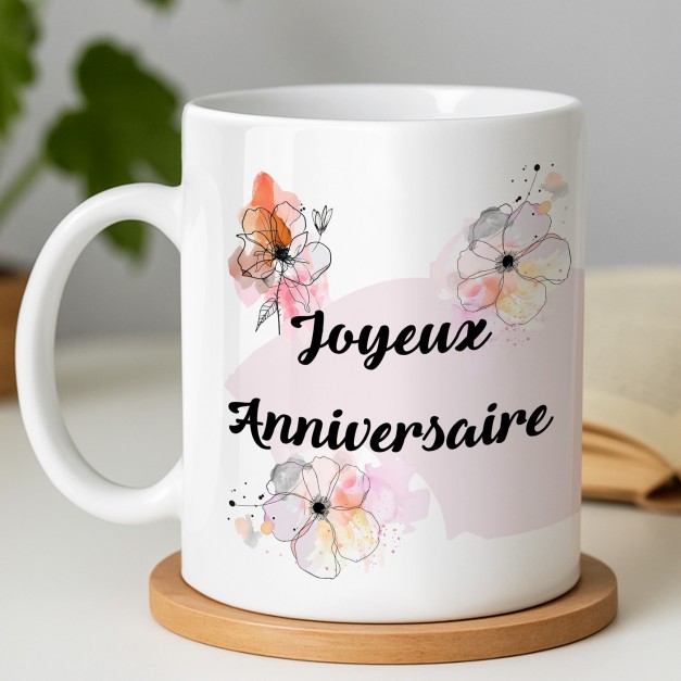 Mug blanc en céramique avec impression pour soeur anniversaire