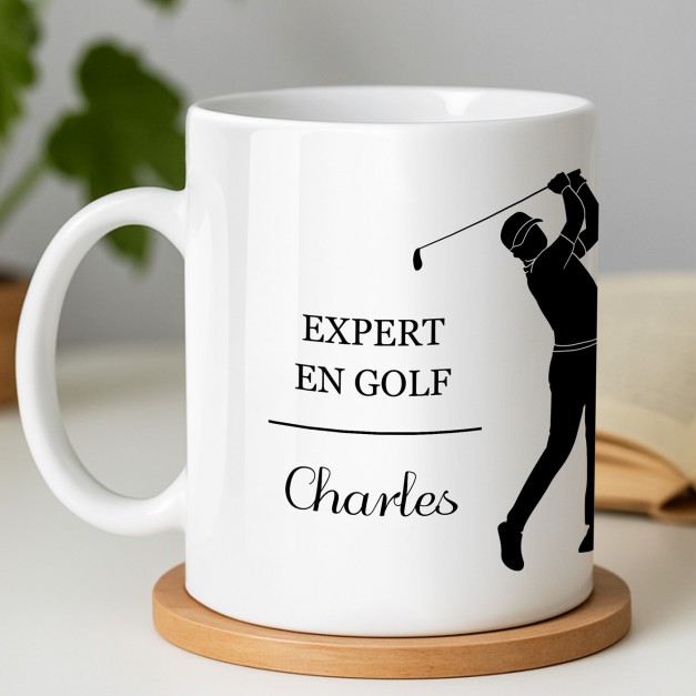 Mug blanc en céramique avec impression pour lui golfiste